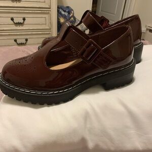 Burgundy Mary Jane shoes
